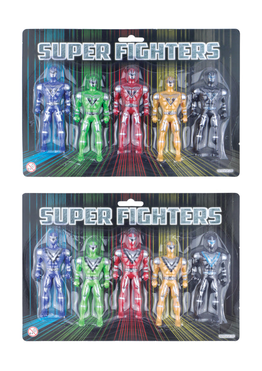 Childrens Super Fighters 5 Assorted Colours 10cm T79051