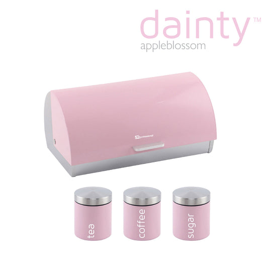 SQ Professional Dainty Metal Bread Bin with 3 Canisters Appleblossom 2701 / 6732 (Big Parcel Rate)