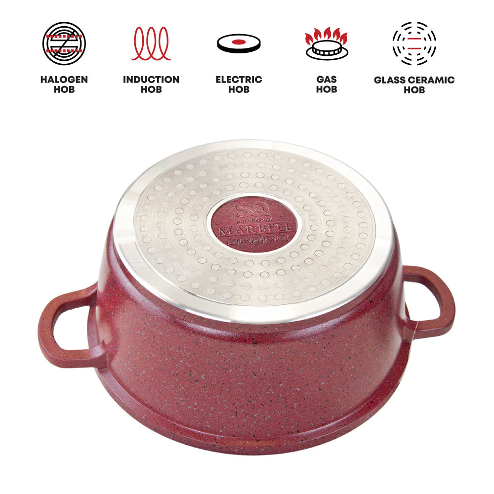 SQ Professional Nea Marbell Effect Diecast Stockpot Set of 5 Rossa 6759 (Big Parcel Rate)