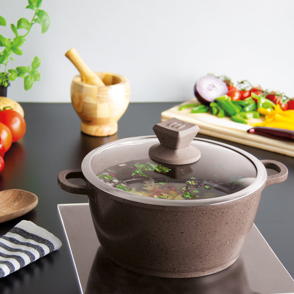 SQ Professional Nea Marbell Effect Diecast Stockpot Set of 5 Marfil 6762 (Big Parcel Rate)