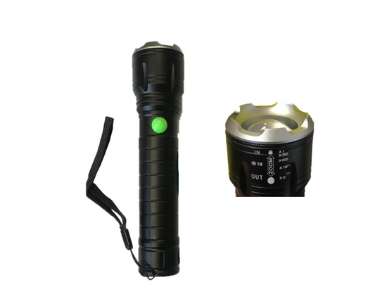 Metal LED Torch Flashlight with Zoom 100 Lumen 15 x 3 cm 7487 (Parcel Rate)