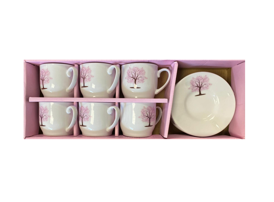 Coffee Espresso Cup Set with Saucers Set of 12 Assorted Designs 7525 (Parcel Plus Rate)