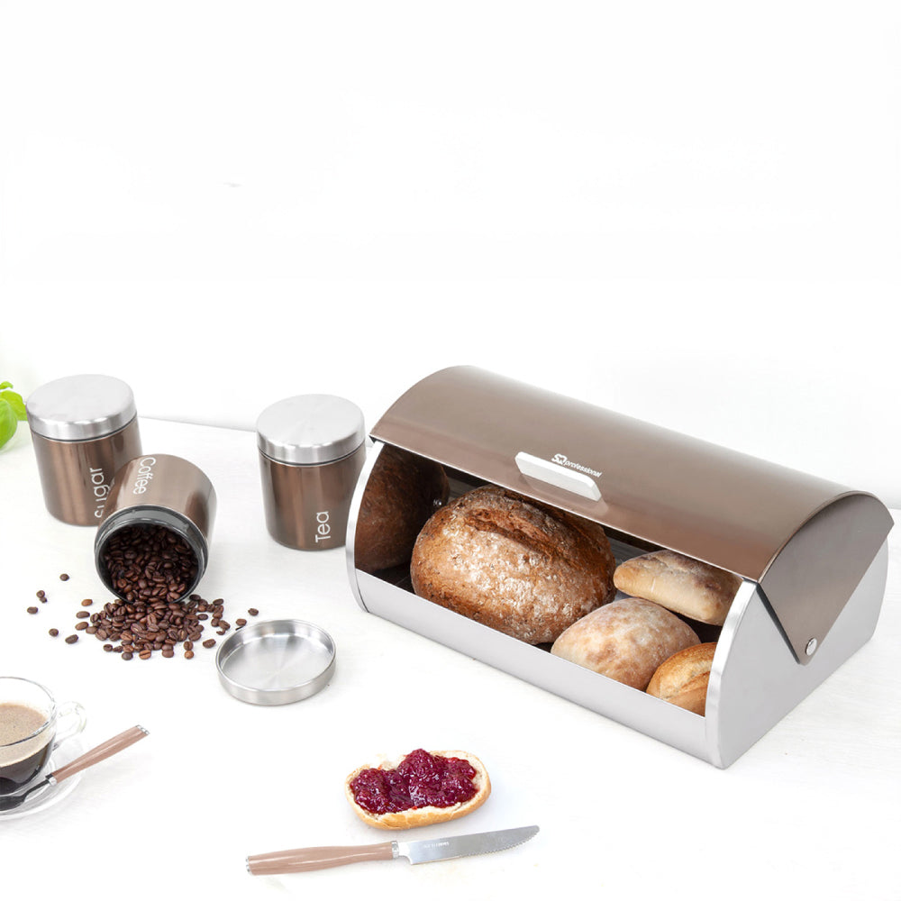 SQ Professional Gems Metal Bread Bin with 3 Canisters Axinite 7668 (Big Parcel Rate)