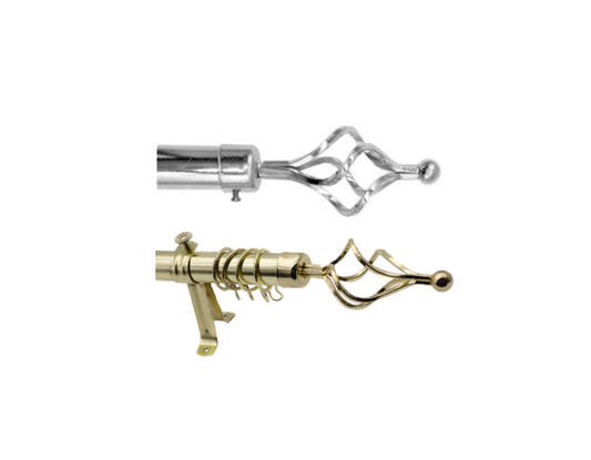 Extendable Curtain Pole with Twisted Diamond Cage Finials 10 Rings 3mAssorted Colours 7708 (Big Parcel Rate)