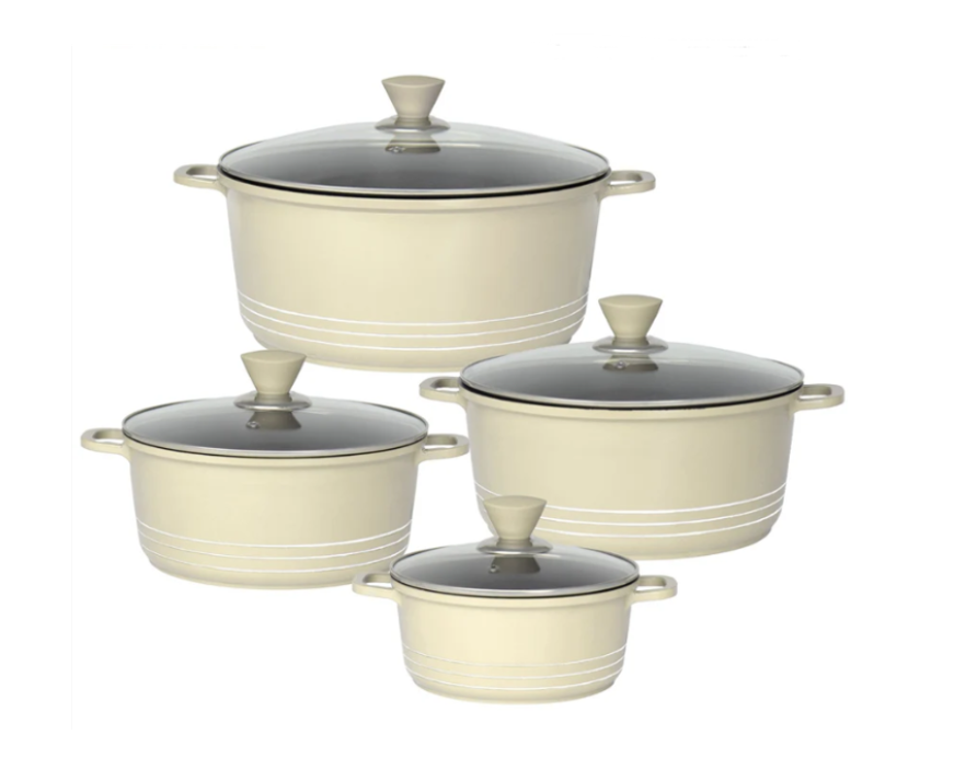 Non Stick Die Cast Stockpot Pan Set of 4 Cream 7771