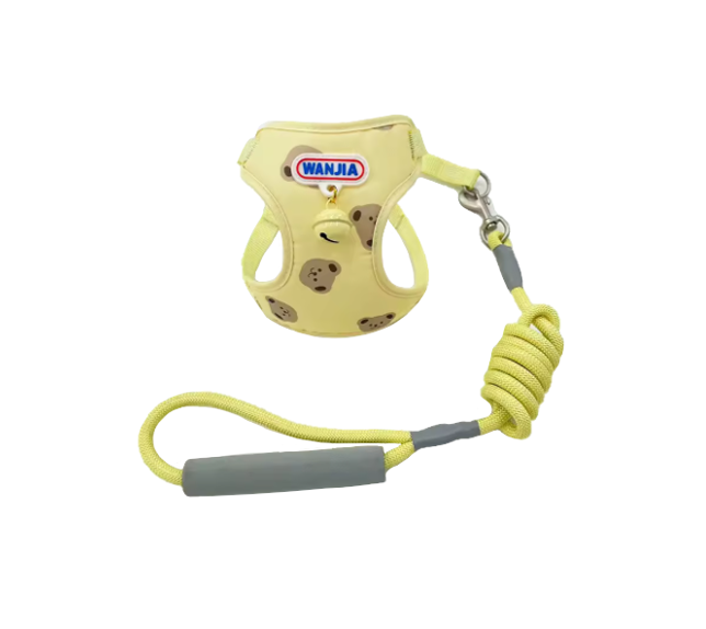 Pastel Dog Leash Lead with Soft Harness Vest with Bell 115cm Assorted Designs and Colours 7862 (Parcel Rate)