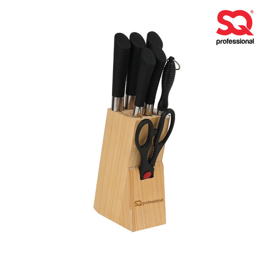 SQ Professional Stainless Steel Knife Set Block with Scissors 8888 (Parcel Rate)