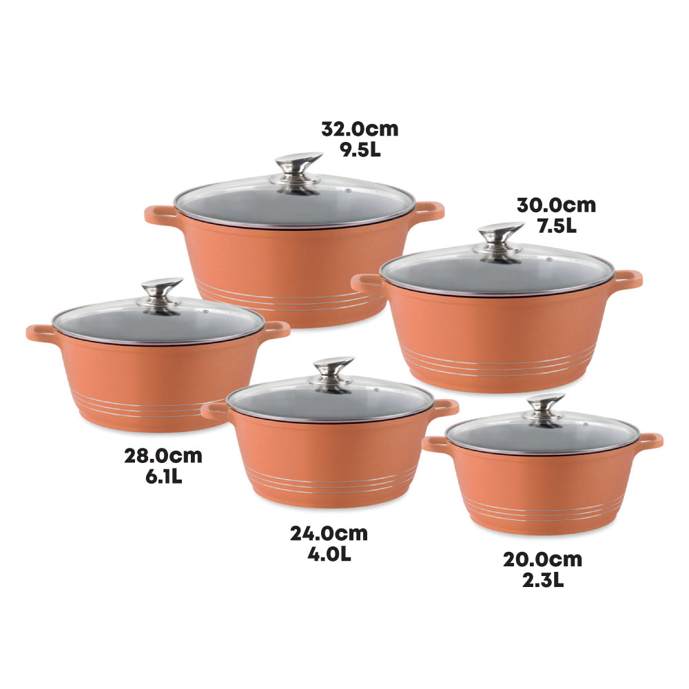 Durane Die Cast Stock Pot Set of 5 Copper 9630 (Big Parcel Rate)