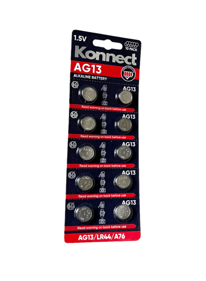 Konnect 10 Pack Alkaline Batteries 1.5v - AG13 - LR44 - AG76 (Large Letter Rate)