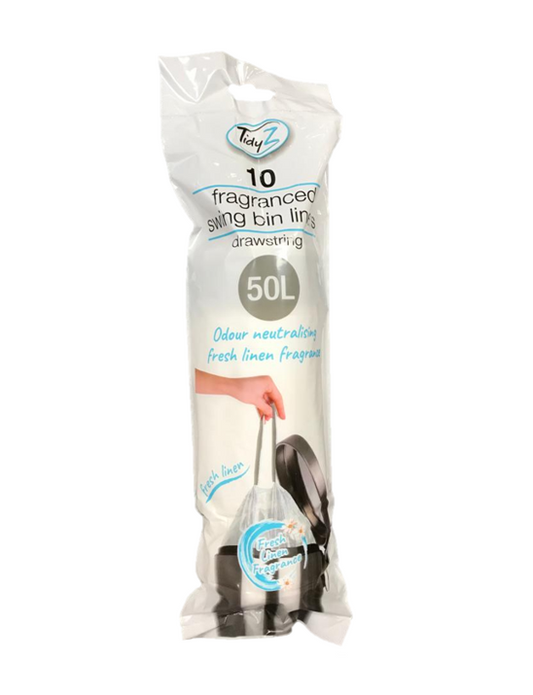 Fresh Linen Fragranced Swing Bin Bag Liners 50L 80 x 124 cm Roll of 10 B0235 (Parcel Rate)