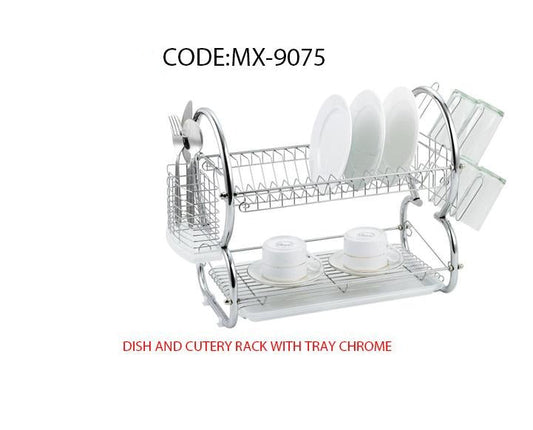 Dish Drainer Cutlery Rack with Drip Tray Chrome MX9075