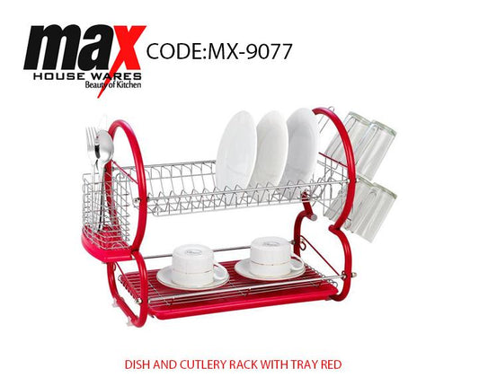 Dish Drainer Cutlery Rack with Drip Tray Red MX9077 / DL9402