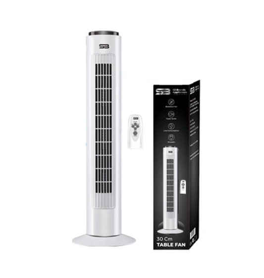 S3 29 Inch Tower Fan with Remote 16.3 x 14.5 x 74 cm 220 - 240V White S31011 / F29 A (Big Parcel Rate)