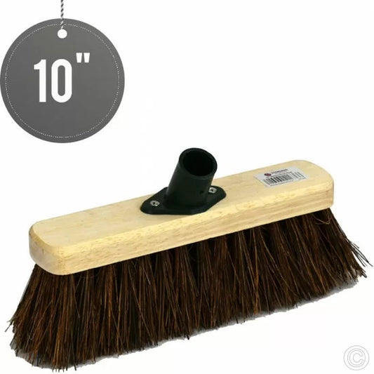 10" Hard Bassine Garden Wooden Broom Brush Head ST1636 (Parcel Rate)
