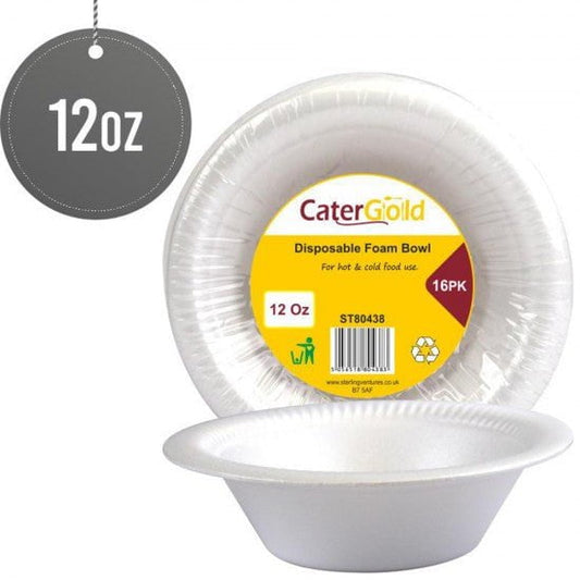 Disposable 12oz Polystyrene Foam Bowls Pack of 16 ST80438