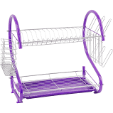 Durane 2 Tier Dish Drainer With Glass Holder & Drip Tray (Purple) 9181
