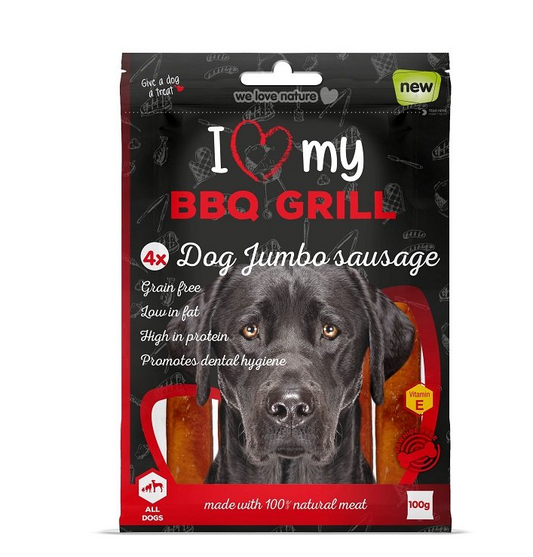 Pet Dog Treats BBQ Grill Jumbo Sausage 4 Pack 075400 (Parcel Rate)