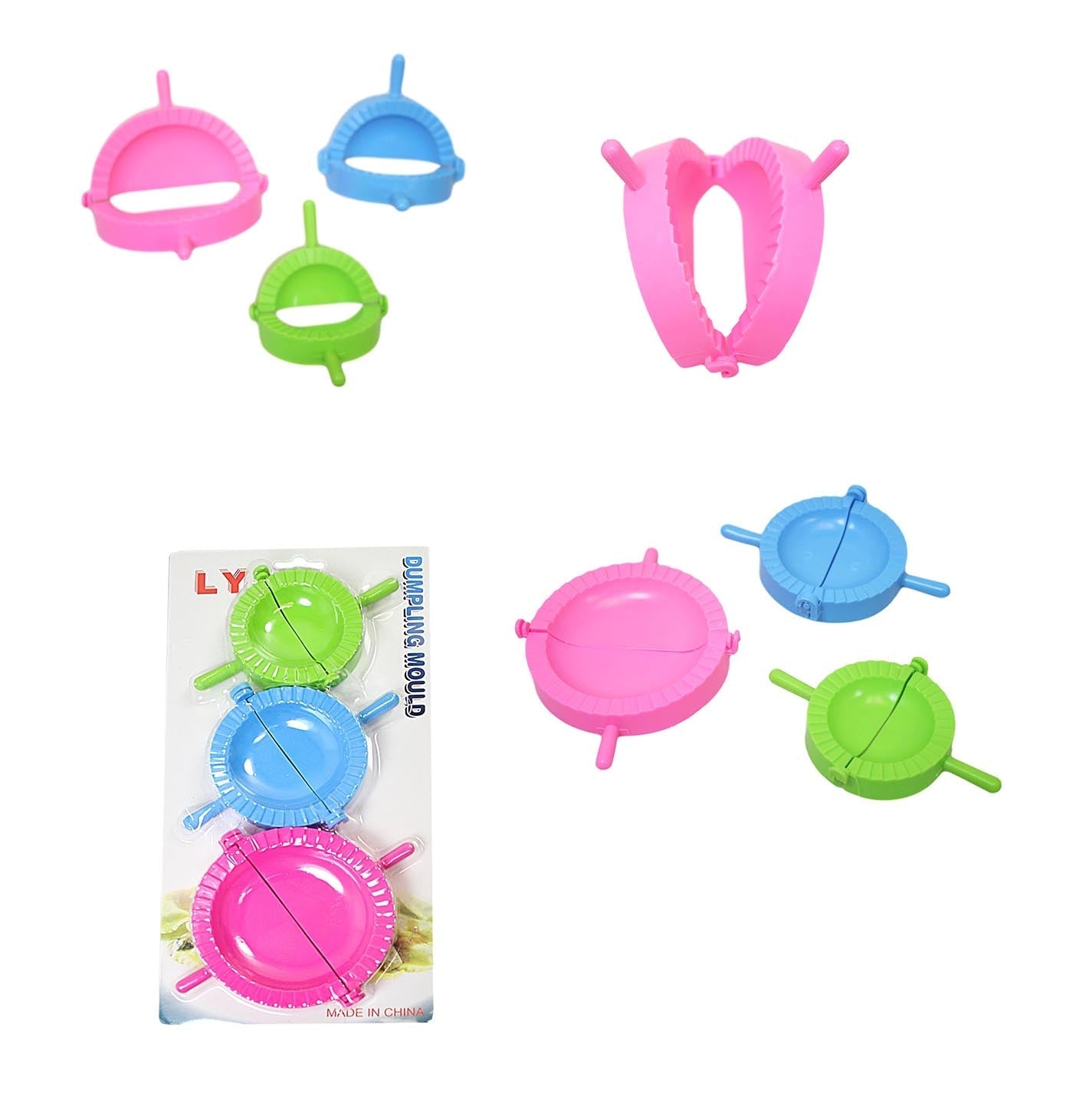 Plastic Dumpling Pastry Mould Maker Folder Set of 3 Assorted Sizes and Colours 1046 A (Large Letter Rate)