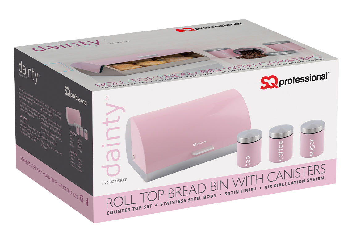 SQ Professional Dainty Metal Bread Bin with 3 Canisters Appleblossom 2701 / 6732 (Big Parcel Rate)