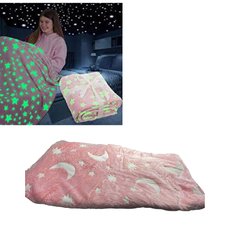 Magic Glow In The Dark Blanket Assorted Colours 6660 (Parcel Rate)