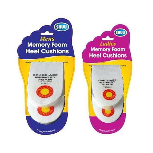 Shuu 2 Piece Memory Foam Heel Cushions Ladies/Men Shoe Boot Comfort 3020 (Parcel Rate)
