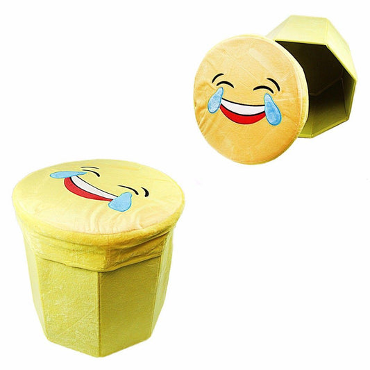 Emoji Storage Box Seat Stool 28 x 30 cm Assorted Designs 4654 (Parcel Rate)