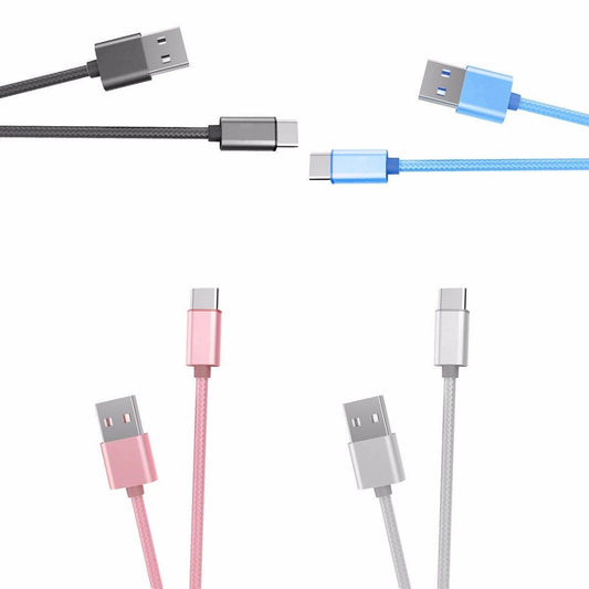 Braided Phone Micro USB Charging Cable Assorted Colours 4883 (Large Letter Rate)