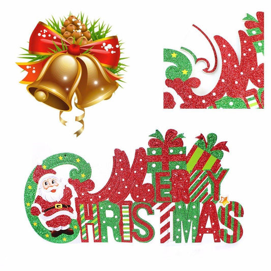 Merry Christmas Cardboard Sign with Glitter 43 x 23 cm Assorted Designs 4628 (Parcel Rate)p