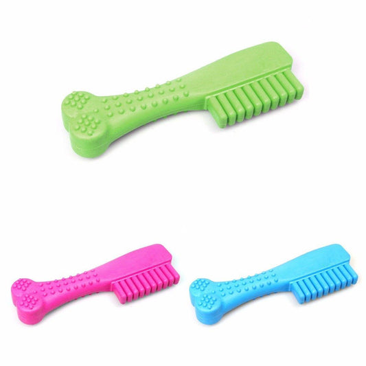 Pet Dog Comb Shaped Rubber Chew Toy 14 cm Assorted Colours 1819 (Parcel Rate)