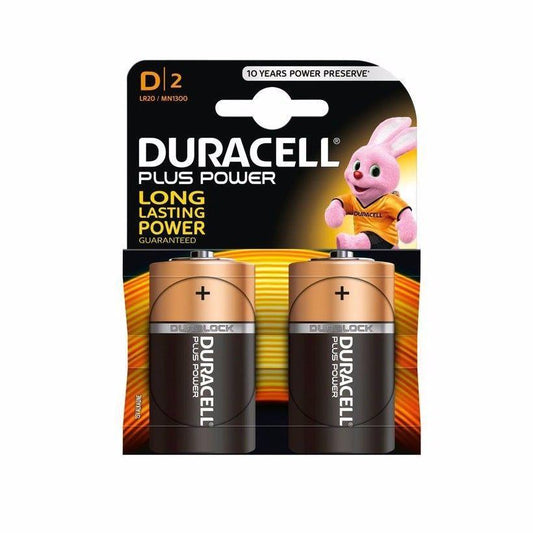 2x Duracell D Batteries Plus Power Non Rechargeable 2490 A  (Parcel Rate)