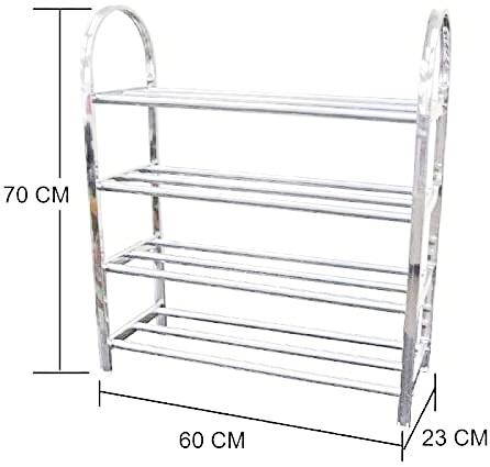 4 Tier Stainless Steel Shoe Storage Display Rack Home Furniture Storage Rack 6213 (Parcel Rate)