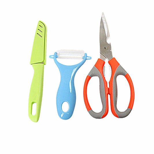 Stainless Steel Kitchen Gadget Set, Knife, Scissors and Grater   4190 (Parcel Rate)