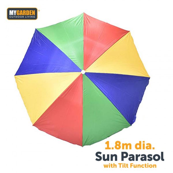 Beach Umbrella Parasol with Tilt Function 1.8 m Rainbow Colour 4708 (Big Parcel Rate)