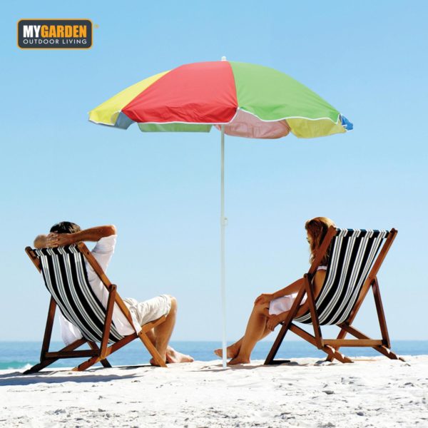 Beach Umbrella Parasol with Tilt Function 1.8 m Rainbow Colour 4708 (Big Parcel Rate)