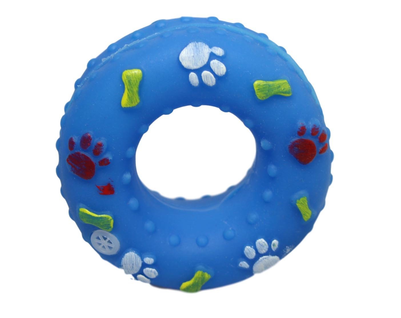 Pet Dog Toy Squeaky Donut Ring 8 x 3.5 cm Assorted Designs and Colours 5366 (Parcel Rate)