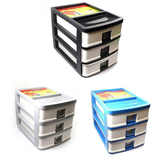 3 Tier Small Plastic Draw Storage Sewing Craft Box Assorted Colours 20 x 18.5 x 26 cm 0011 (Parcel Rate)