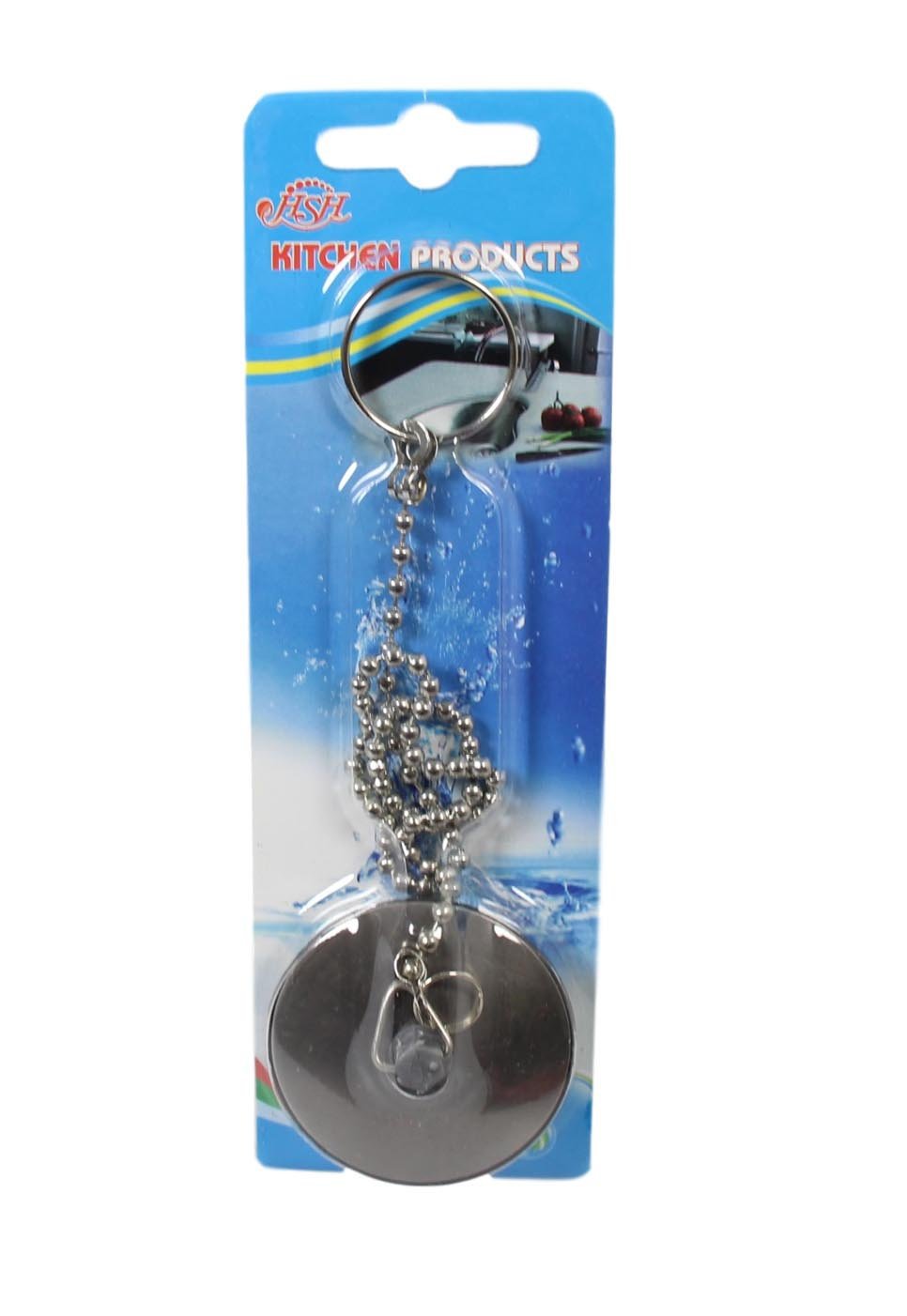 Chrome Metal Bathroom Bath Sink Plug 4cm and Chain 34cm 5583 (Large Letter Rate)