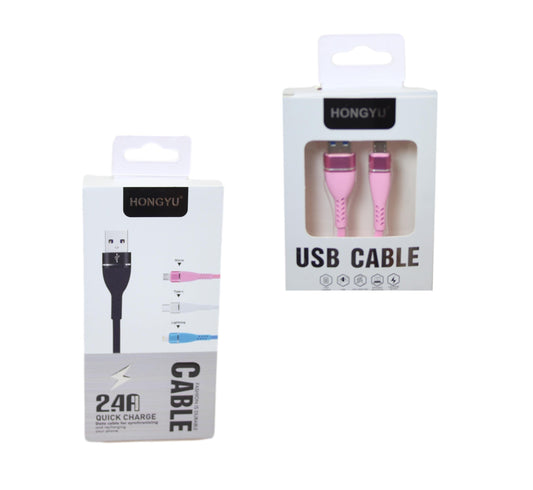 Hongyu USB Cable Fast Charge Silicone Wire Anti Knot Charger Cable 5613/6576 (Parcel Rate)