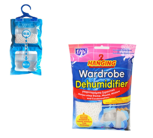 Hanging Wardrobe Cupboard Dehumidifier Bags Stops Damp Mould Moisture 210g 5646 A (Large Letter Rate)