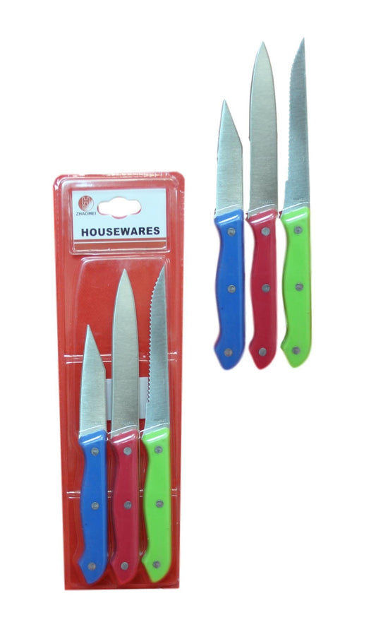 3 Pack Kitchen Knife Assorted Knife Styles 22cm/20cm/19cm 5650 (Parcel Rate)