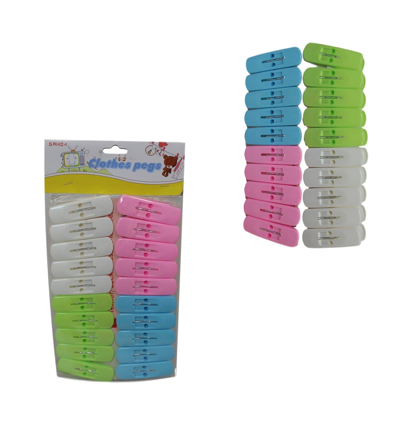 Plastic Washing Line Clothes Pegs 5 cm Pack of 20 Assorted Colours 5747 (Parcel Rate)