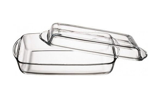 Borcam Glass Casserole Oven Baking Dish With Lid 1.30 Litre + 0.9 Litre 59019 (Parcel Rate)