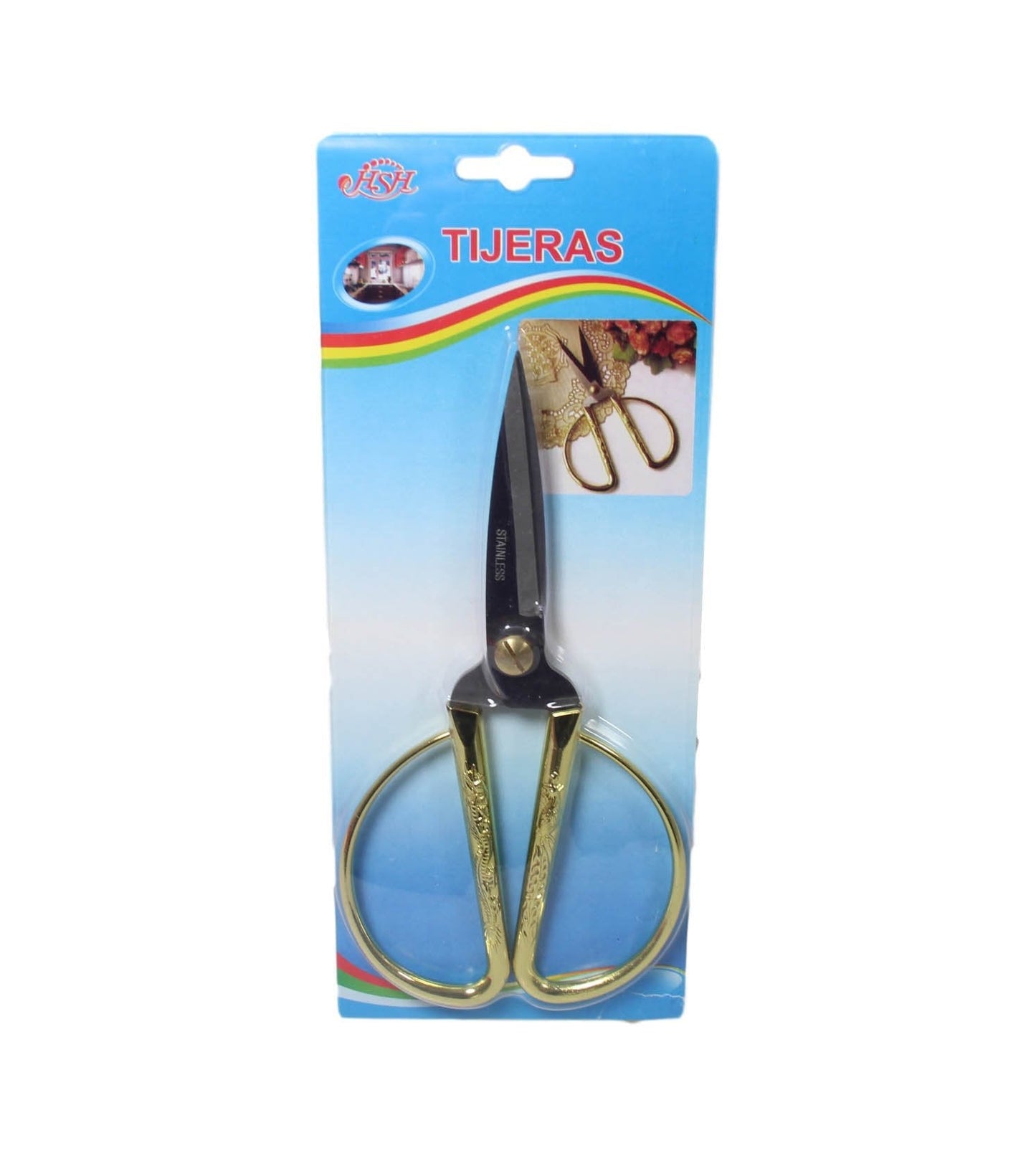 Stainless Steel Gold Plated Scissors Traditional Sewing Cutting Scissors 19cm 5932 (Parcel Rate)