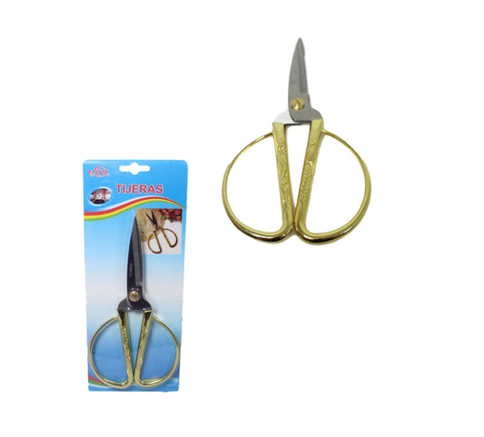Stainless Steel Gold Plated Scissors Traditional Sewing Cutting Scissors 19cm 5932 (Parcel Rate)