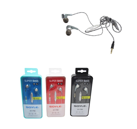 SOYLE Super Bass High Quality Hands Free Handset HD Mic  Earphones 1 Pack 5935 (Parcel Rate)