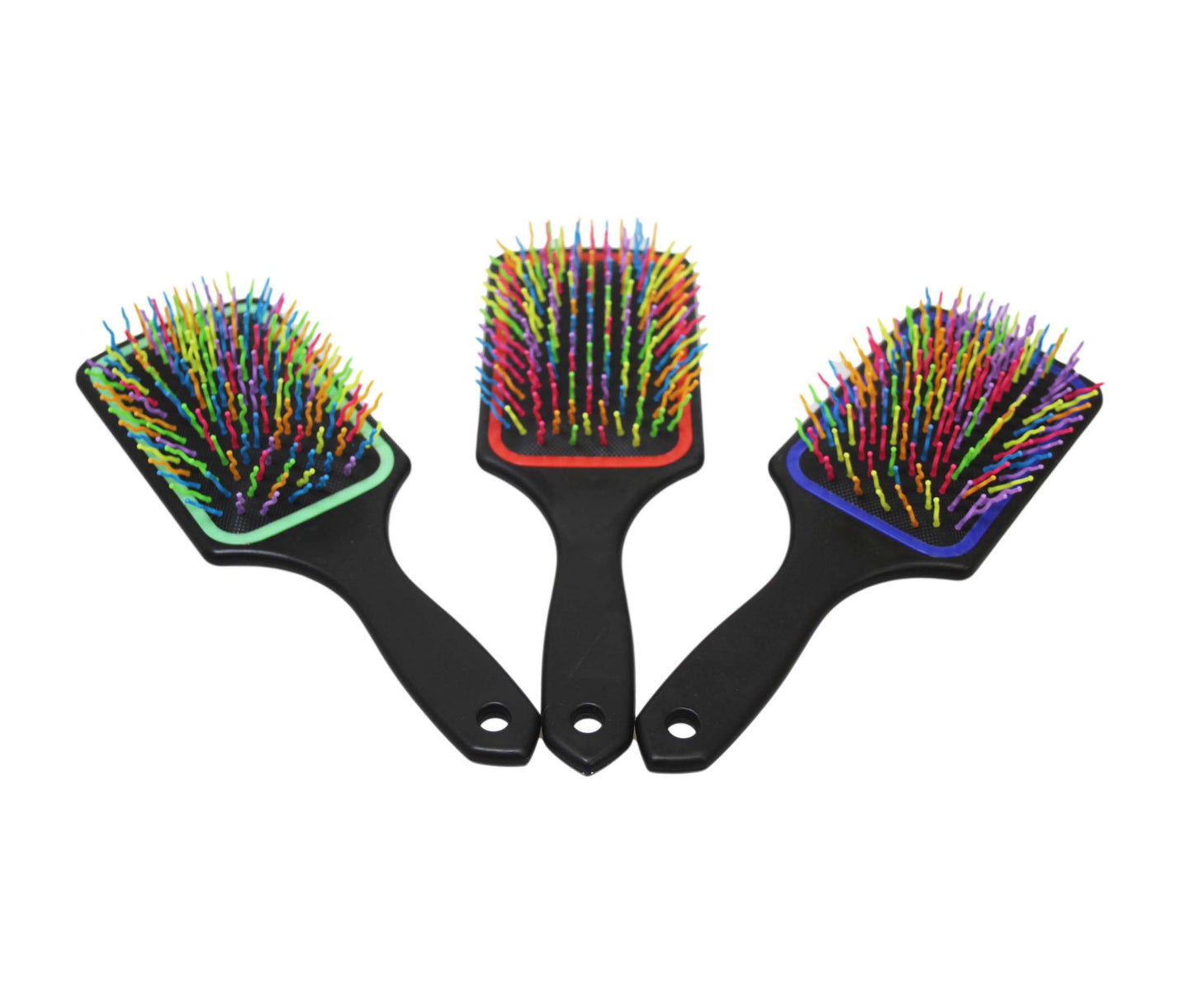 Plastic Detangling Frizzle Hair Brush with Squiggly Rainbow Bristles 24 x 8cm Assorted Colours 5943 (Parcel Rate)