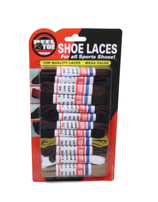 Extra Shoe Laces Pack of 12 Assorted Lengths and Colours 6019 (Large Letter Rate)