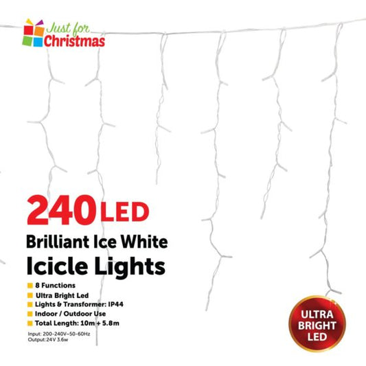 240LED Brilliant Ice White Icicle Lights 6048 (Parcel Rate)