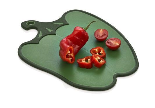 Bell Pepper Green Non-Slip Fruit and Vegetable Chopping Board 34.5cm x 26cm x 1cm 041352 (Parcel Rate)