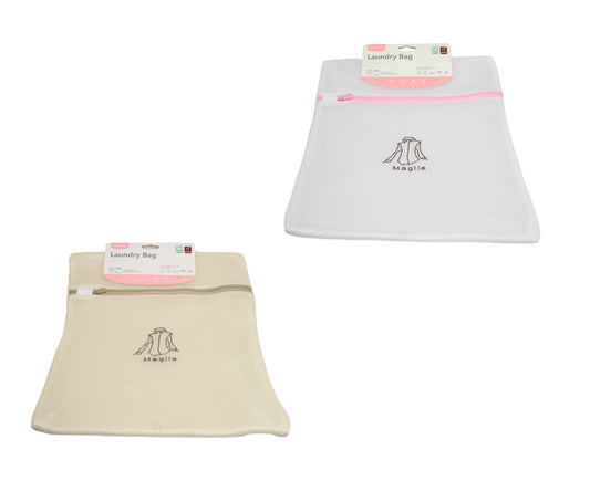Fabric Beige White Laundry Bag Zip Mesh Small Underwear Items Bag 30 x 40cm 6314 (Large Letter Rate)